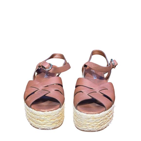 Prada wedge platform sandal with wicker sides size euro 37 - Picture 1 of 10